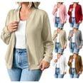 thumbnail image 1 of Womens Full Zip Fleece Jackets, Casual Lightweight Long Sleeve Sweatshirt Side Pocket Fall Winter Warm Long Sleeve Sweatshirts No Hood Khaki S, 1 of 7