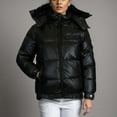thumbnail image 1 of Womens Full Zip Heavyweight Bubble Jacket With Detachable Fur Hood (S-XL), 1 of 4