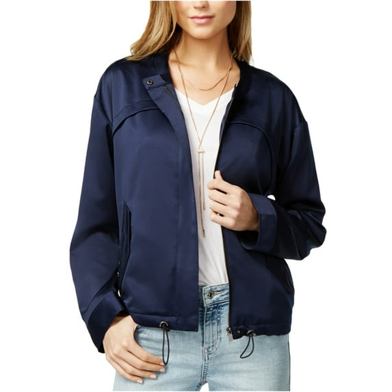 Womens Full-Zip Solid Bomber Jacket