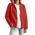 thumbnail image 1 of Womens Full Zip Stand Collar Fleece light jacket Long Sleeve Warm Casual Coat With Side Pockets for Fall Winter Hiking Athletic Wear, 1 of 6