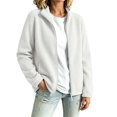 thumbnail image 1 of Womens Full Zip Stand Collar Fleece light jacket Long Sleeve Warm Casual Coat With Side Pockets for Fall Winter Hiking Athletic Wear, 1 of 5