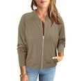thumbnail image 1 of Womens Full Zip Up Jacket Hoodless Sport Coat with Pockets Long Sleeve Spring Fall Casual Sweatshirt Outerwear (L, Beige), 1 of 7