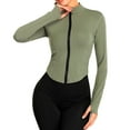 thumbnail image 1 of Womens Full Zipper Light Sportswear With Thumb Opening Walking Coat Cutting Training And Yoga Coat Green M, 1 of 6