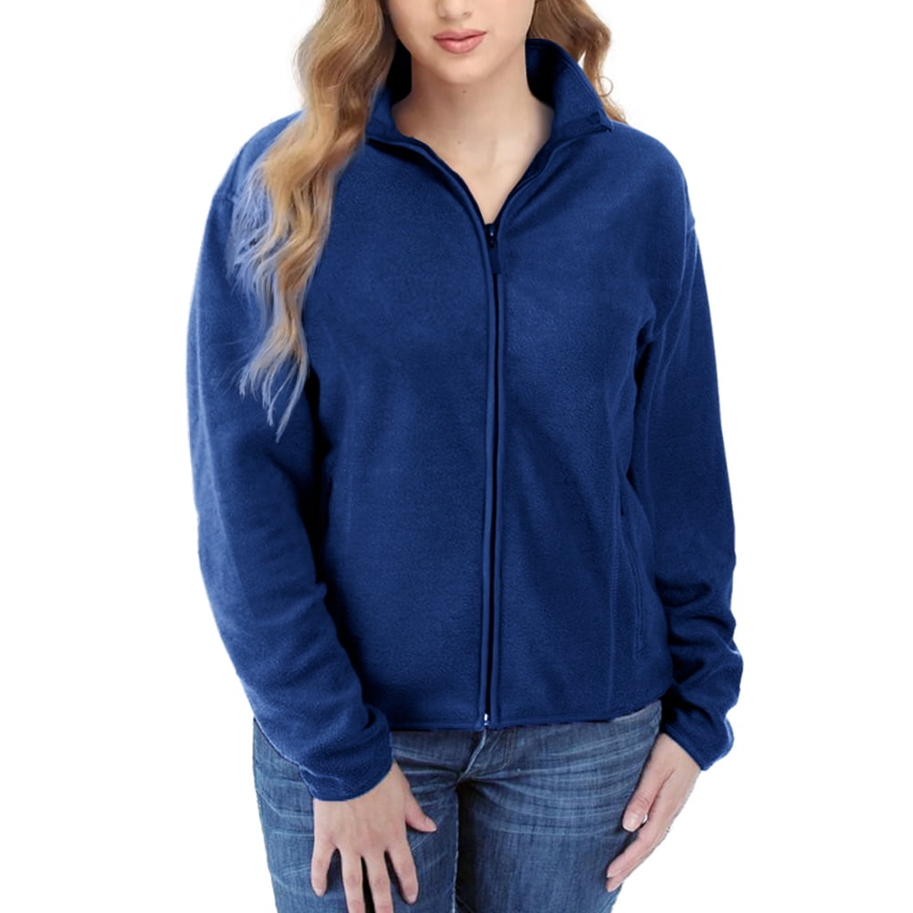 Womens Full Zipper Soft Polar Fleece Jacket Lightweight Warm Coat
