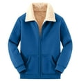 thumbnail image 1 of Womens Full-zip Fleece Jacket Faux Shearling Thicken Winter Coat with Pockets Lapel Sherpa Lined Warm Outerwear (M, Blue), 1 of 7