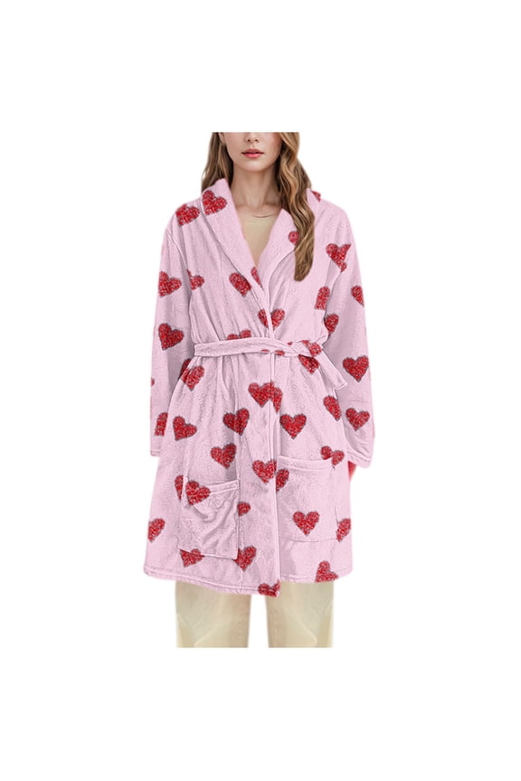 Womens Fun Patterns Spa Robe Lace-Up Adjustable Ultra Soft Textured Shawl Robe Relaxed Fit Long Sleeve Drawstring Adjustable Sleepwear Loungewear with Pockets