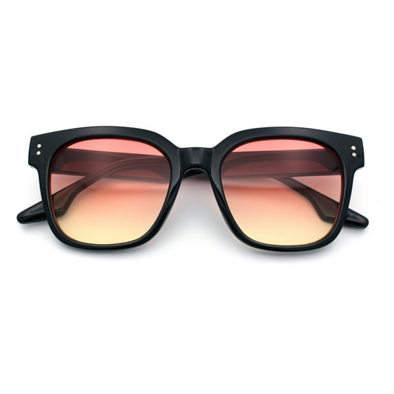 Womens Fun Pop Color Oversized Horn Rim Retro Plastic Fashion Sunglasses Black - Pink Yellow