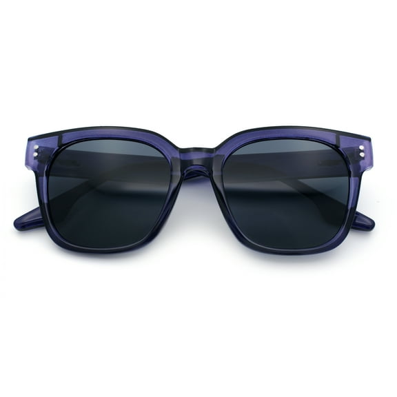 Womens Fun Pop Color Oversized Horn Rim Retro Plastic Fashion Sunglasses Navy - Black
