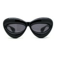thumbnail image 1 of Womens Funky Balloon Thick Cat Eye Retro Plastic Sunglasses All Black, 1 of 4