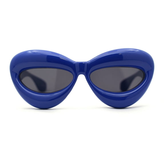 Womens Funky Balloon Thick Cat Eye Retro Plastic Sunglasses Blue Black