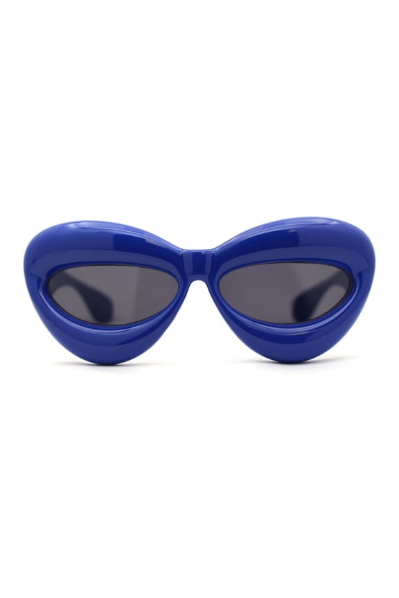 Womens Funky Balloon Thick Cat Eye Retro Plastic Sunglasses Blue Black