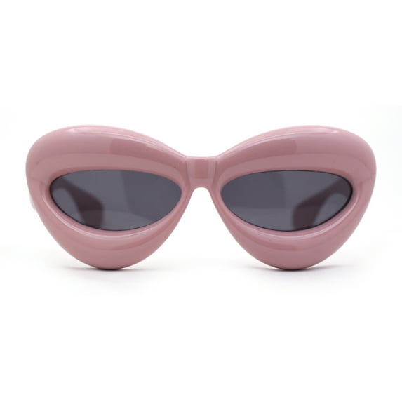 Womens Funky Balloon Thick Cat Eye Retro Plastic Sunglasses Pink Black