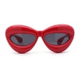 thumbnail image 1 of Womens Funky Balloon Thick Cat Eye Retro Plastic Sunglasses Red Black, 1 of 4