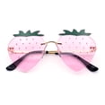thumbnail image 1 of Womens Funky Strawberry Heart Shape Rimless Lolita Metal Frame Sunglasses Gold - Pink, 1 of 8
