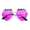 thumbnail image 1 of Womens Funky Strawberry Heart Shape Rimless Lolita Metal Frame Sunglasses Gold - Purple, 1 of 8
