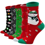 Womens Funny Ankle Crew Socks Christmas Gifts Cute Animal Socks Ladies Cotton Funky Cartoon Novelty Socks Santa Xmas Assorted 5 Pack 9-11
