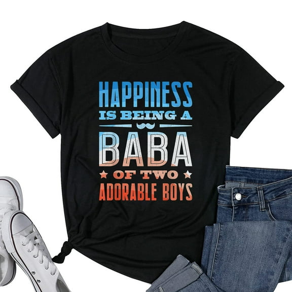 Womens Funny Arabic Dad Baba of two Boys Arab Best Baba Ever Retro T-Shirt Black Small