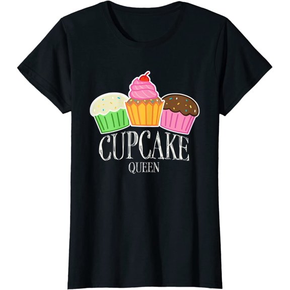 Womens Funny Baking Cupcake Queen T-Shirt