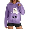 thumbnail image 1 of Womens Funny Cat Hoodies Oversized 3D Graphic Hooded Sweatshirts for Spring Fall Plus Size Pullover Hoodie Top Y2K, 1 of 7