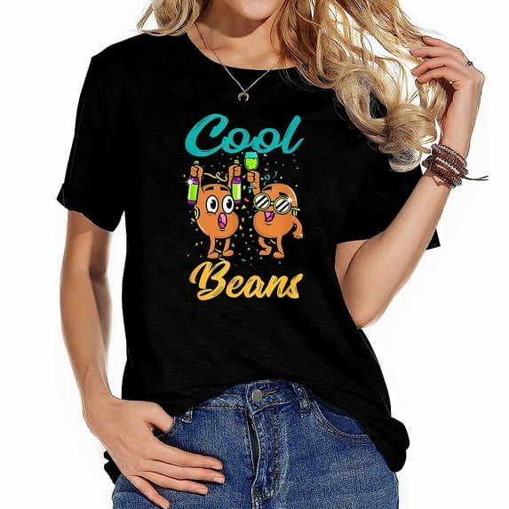 Womens Funny Cool Beans Party Celebration Design Vegetarian T-Shirt Black 2XL