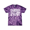 thumbnail image 1 of Womens Funny Cute Groovy Tanned Tatted & Tipsy Design Tie-Dye Ladies Short Sleeve T-Shirt-Purple Tie-Dye-XX-Large, 1 of 1