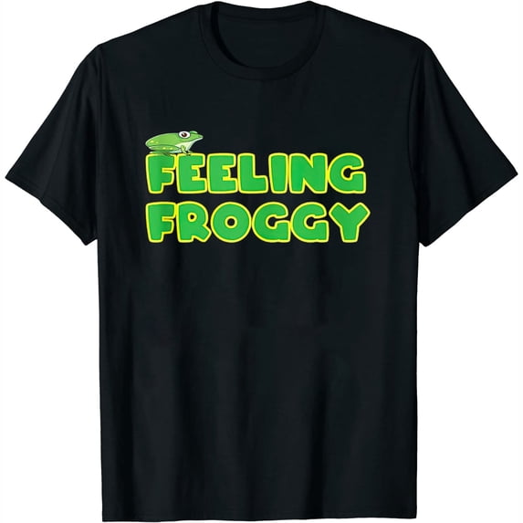 Womens Funny Feeling Froggy T Shirt Black X-Large