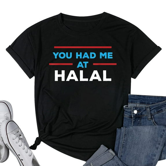 Womens Funny Halal T-Shirt For Muslims Black X-Large