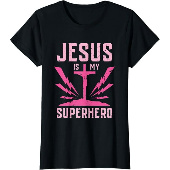 Womens Funny Jesus Tshirt JESUS is my SUPERHERO T-Shirt