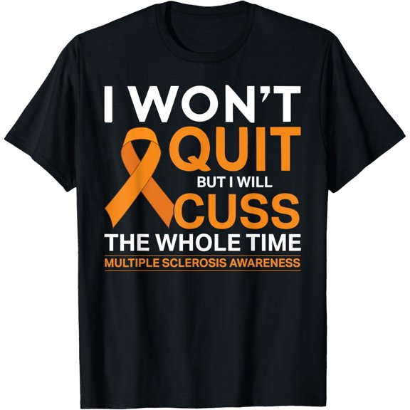 Womens Funny MS Orange Ribbon Multiple Sclerosis Awareness T-Shirt