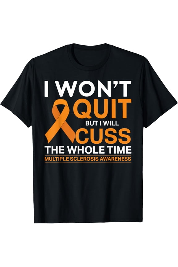 Womens Funny MS Orange Ribbon Multiple Sclerosis Awareness T-Shirt