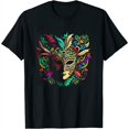 thumbnail image 1 of Womens Funny Mardi Gras Carnival Parade With Beads, Party, And Mask T-Shirt Black 2X-Large, 1 of 5