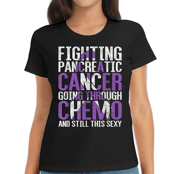Womens Funny Pancreatic Cancer Fighter Gift Pancreatic Cancer T-Shirt Black 2X-Large