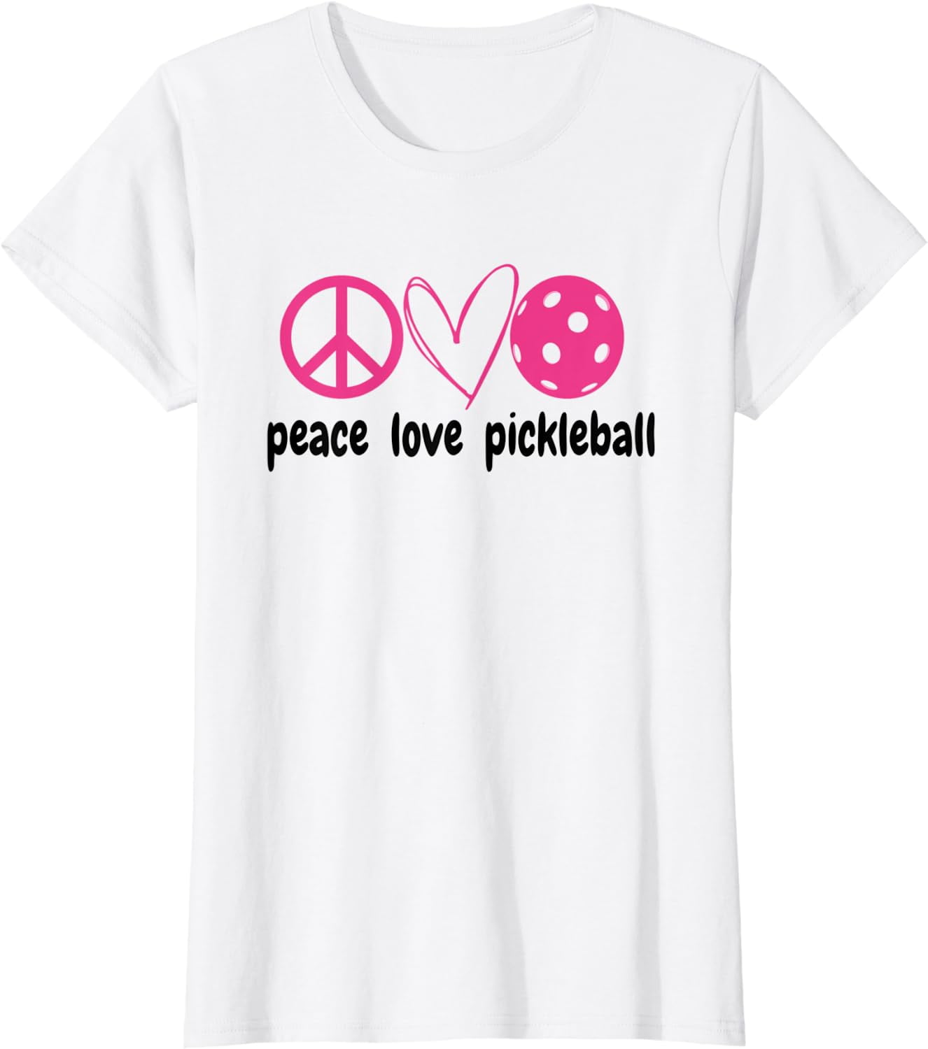 Womens Funny Pickleball Shirt Ladies Peace Love Pickleball Pink TShirt