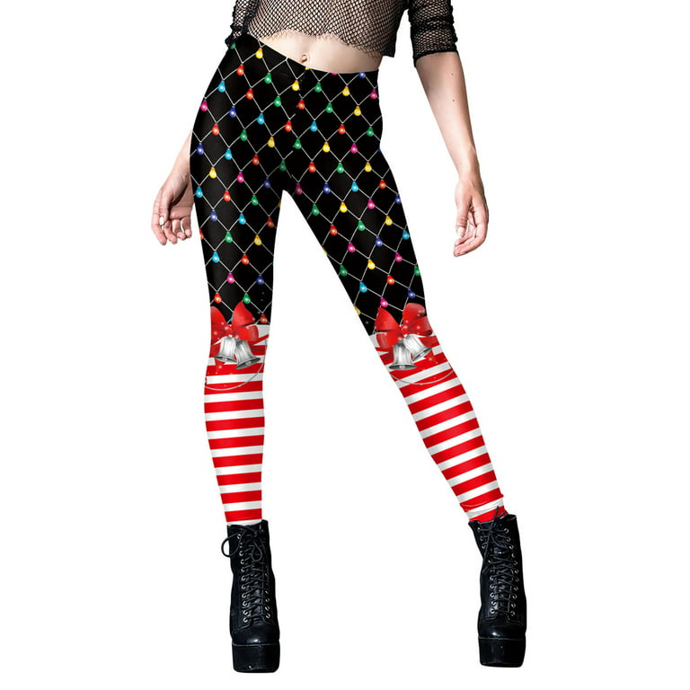 Womens Funny Printed Ugly Christmas Leggings High Waist Stretchy Slim Fit  Xmas Tights