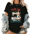 thumbnail image 1 of Womens Funny Sew Forth Graphic Tees Short Sleeve Sewing Print T Shirts Casual Tops for Daily Outfits Black,S, 1 of 6
