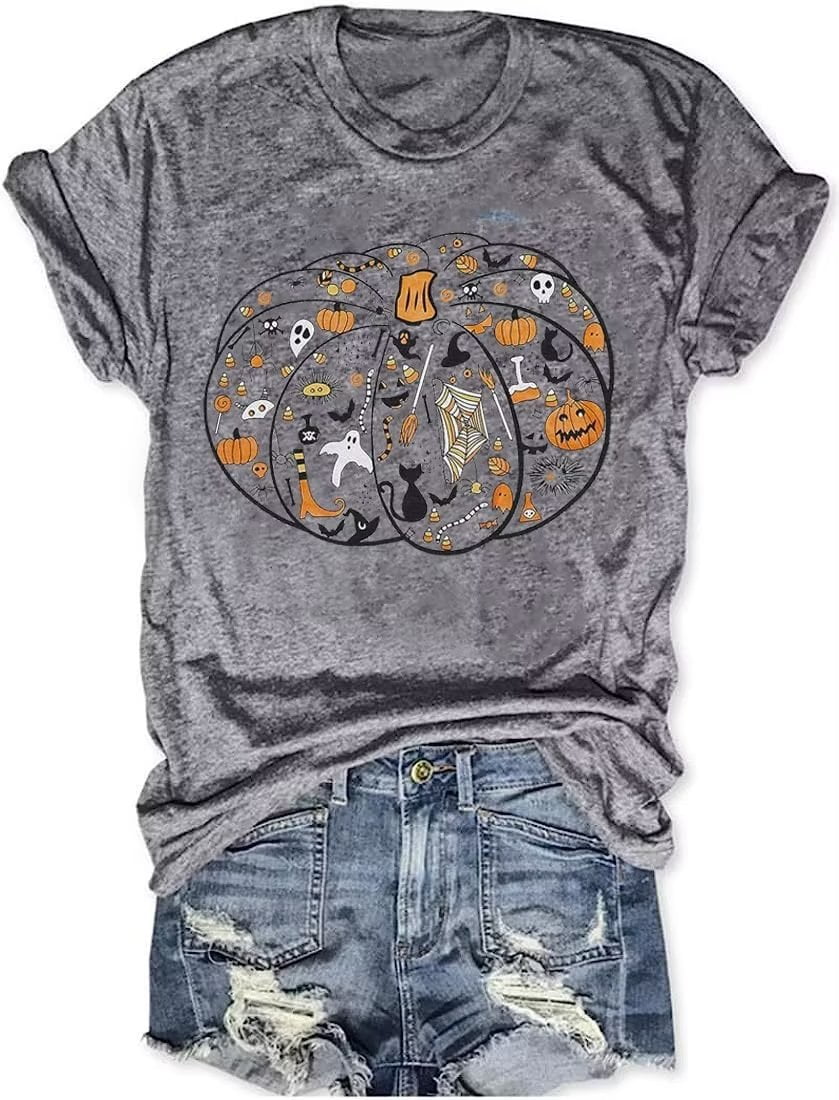 Women's T shirt Tee Letter Print Halloween Daily Casual Halloween Short Sleeve