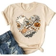 thumbnail image 1 of Womens Funny Short Sleeve Heart Halloween Thanksgiving Fall T-Shirts Graphic Tee Tops, 1 of 1