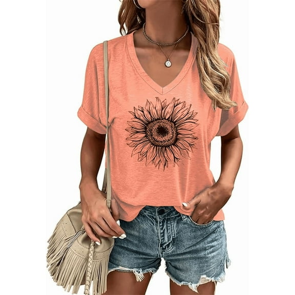 Womens Funny Short Sleeve V Neck Halloween Thanksgiving Fall Shirts Pumpkin Graphic Tees