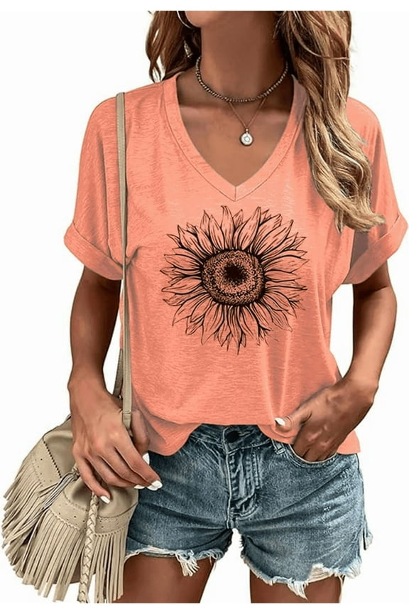 Womens Funny Short Sleeve V Neck Halloween Thanksgiving Fall Shirts Pumpkin Graphic Tees