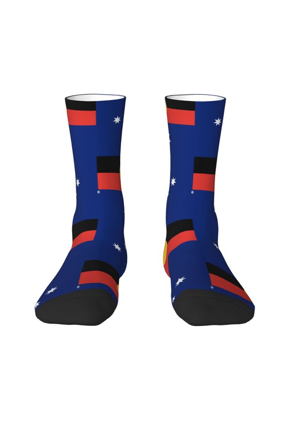 Womens Funny Socks Australian Flag With Aboriginal Flag Printed Patterned Socks Novelty Socks