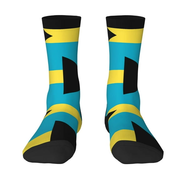 Womens Funny Socks Bahamas Flag Pattern Printed Patterned Socks Novelty Socks