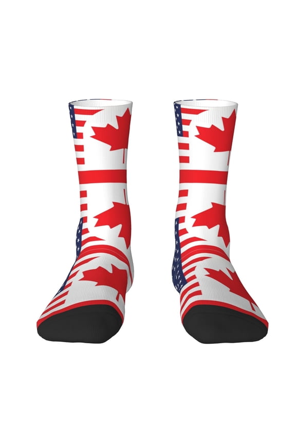 Womens Funny Socks Canada Us Friendship Flag Combination Printed Patterned Socks Novelty Socks