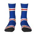 thumbnail image 1 of Womens Funny Socks Cape Verde Flag Printed Patterned Socks Novelty Socks, 1 of 7