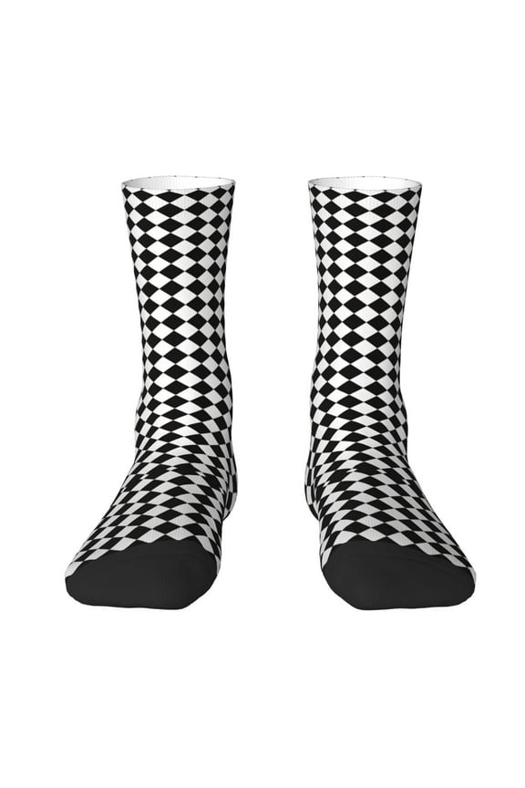 Womens Funny Socks Checkerboard Chess Printed Patterned Socks Novelty Socks