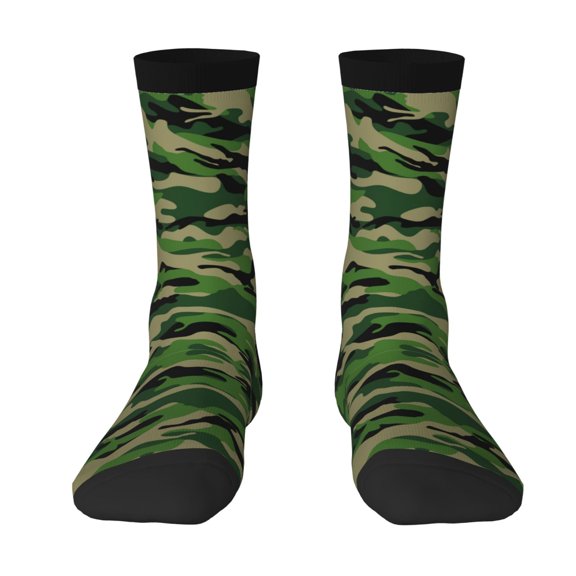 Womens Funny Socks Green Camouflage Printed Patterned Socks Novelty Socks