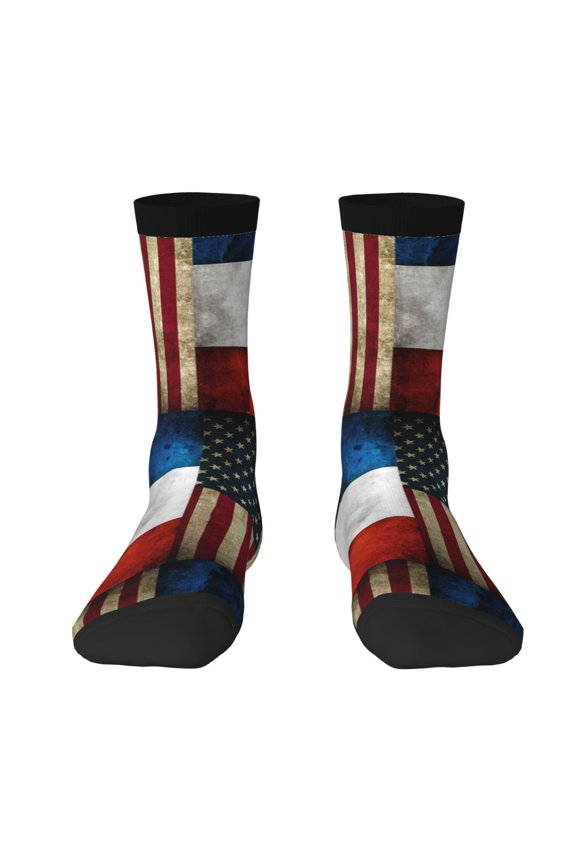 Womens Funny Socks United-States Russian Flag Printed Patterned Socks Novelty Socks