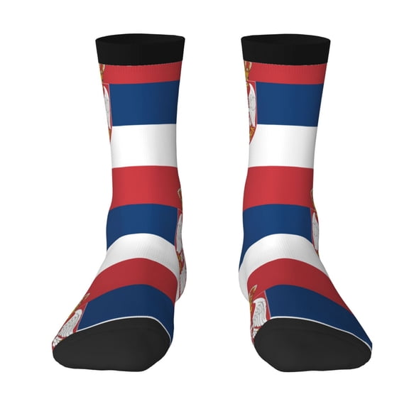 Womens Funny Socks Wave Serbian Flag Printed Patterned Socks Novelty Socks