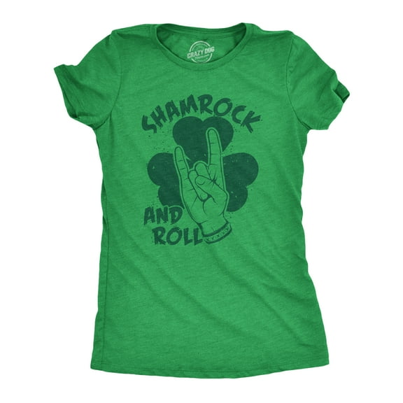Womens Funny T Shirt Shamrock and Roll St Patricks Day Graphic Tee for Ladies Womens Graphic Tees