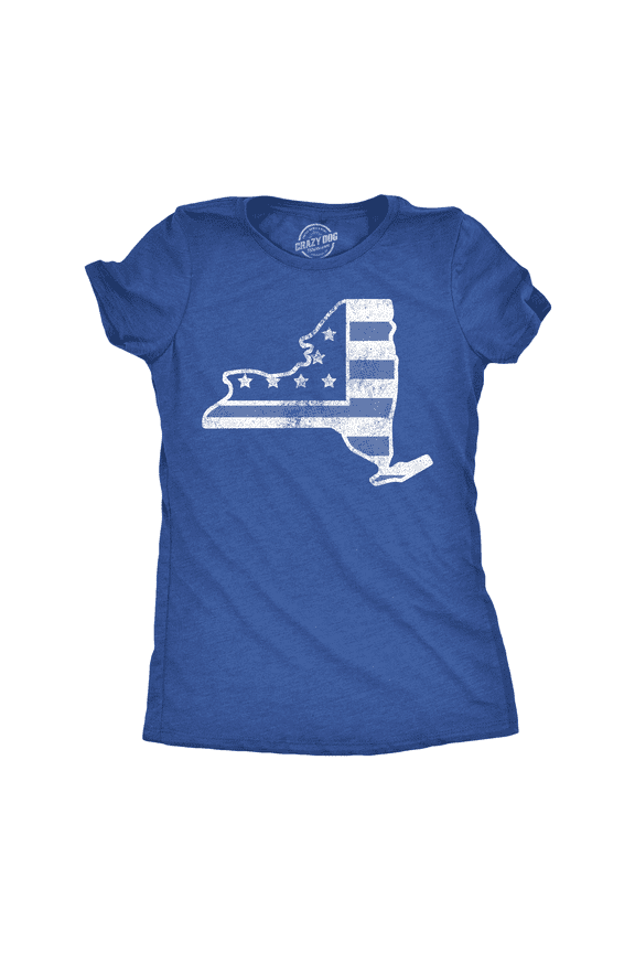 Womens Funny T Shirts American Flag New York State Awesome Fourth Of July Tee for Ladies Womens Graphic Tees