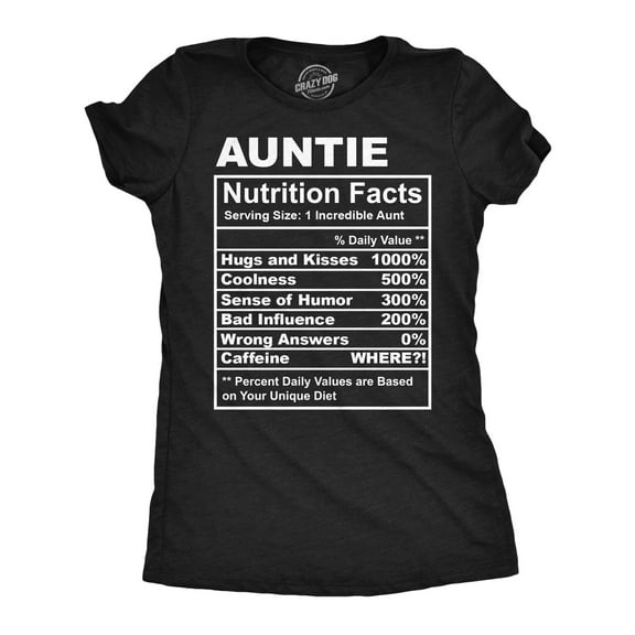 Womens Funny T Shirts Auntie Nutrition Facts Sarcastic Aunt Graphic Novelty Tee For Ladies Womens Graphic Tees